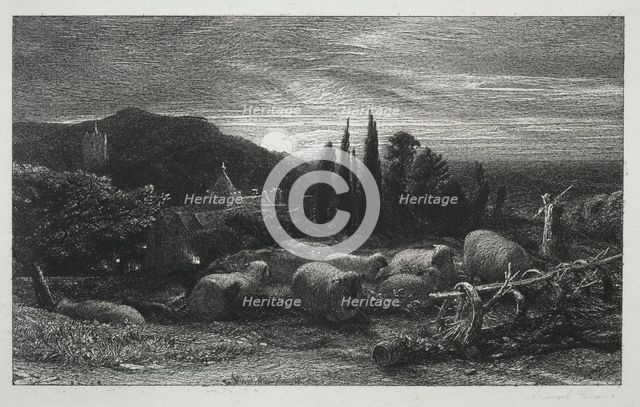 The Rising Moon, 1857. Creator: Samuel Palmer (British, 1805-1881).