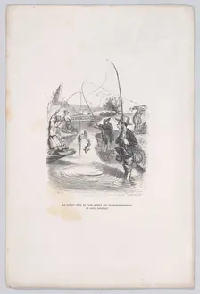 The rippling water seems to be mocking our misfortune. from the Little Miseries of Human L..., 1843. Creator: Quichon