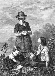 "The Rival Pets", by E. Castan, in the exhibition at the French Gallery, Pall-Mall, 1868. Creator: W Thomas