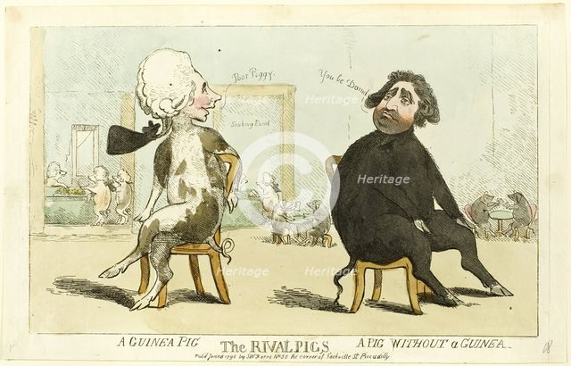 The Rival Pigs, published June 15, 1795. Creator: Isaac Cruikshank.