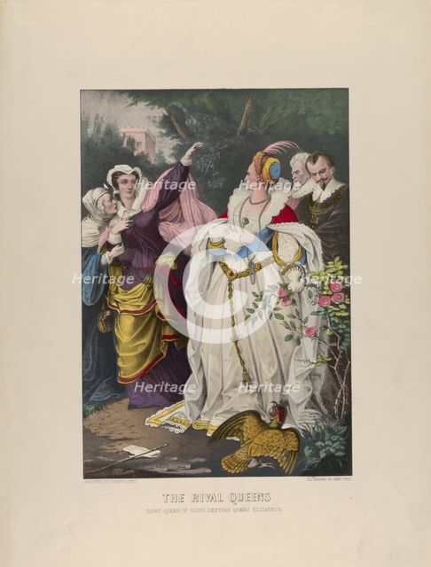 The Rival Queens - Mary Queen of Scots Defying Queen Elizabeth, 1857-72., 1857-72. Creators: Nathaniel Currier, James Merritt Ives, Currier and Ives.