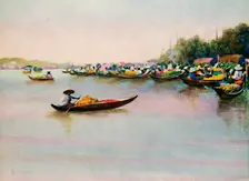 The River Market, Bangkok 1913. Artist: Edwin Norbury