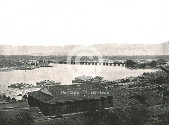 The River Min and the Great Bridge, Foochow, China, 1895.  Creator: W & S Ltd.