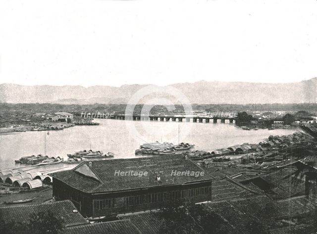 The River Min and the Great Bridge, Foochow, China, 1895.  Creator: W & S Ltd.