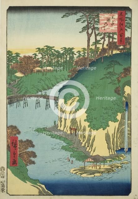The River of Waterfalls at Oji (Oji Takinogawa), from the series "One Hundred Famous..., 1856. Creator: Ando Hiroshige.