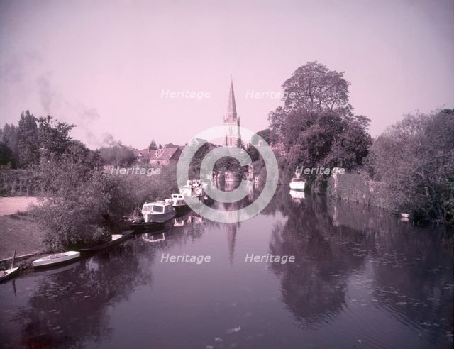 The river and St Helen's Church, Abingdon-on-Thames, Berkshire, c1955.  Creator: Arthur Charles Kirby Ware.