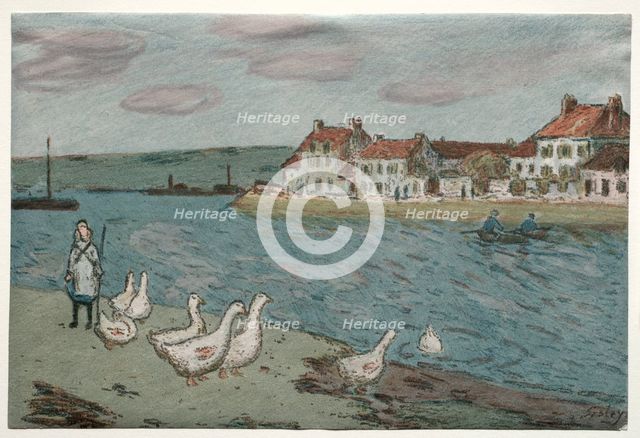 The River Bank or Geese, 1897. Creator: Alfred Sisley (French, 1840-1899).