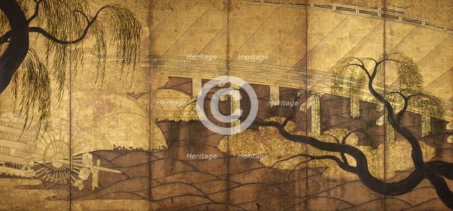 The River Bridge at Uji, 1568-1615. Artist: Anonymous  