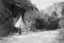 The river camp, c1905. Creator: Edward Sheriff Curtis