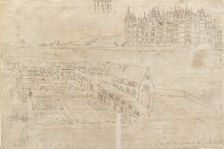 The River Front of Richmond Palace and Privy Gardens, c1550s. Artist: Anthonis van den Wyngaerde
