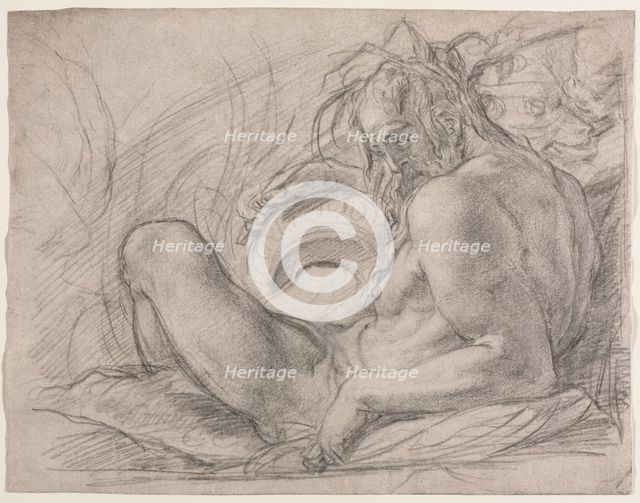The River God Tiber (Study for a fresco, Miracle of the Snow...Florence), 1589. Creator: Bernardino Poccetti (Italian, 1548-1612).