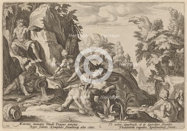 The River God Peneus Surrounded by Other Divinities, 1589. Creator: Goltzius, Workshop of Hendrick, after Hendrick Gol.