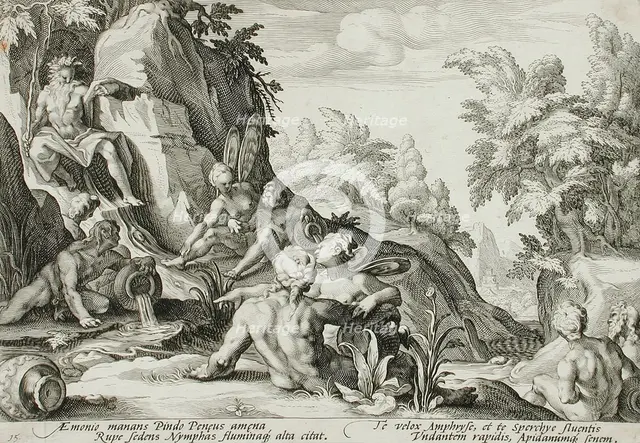 The River God Peneus Surrounded by Other Divinities, published 1589. Creator: Hendrik Goltzius.