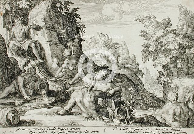 The River God Peneus Surrounded by Other Divinities, published 1589. Creator: Hendrik Goltzius.