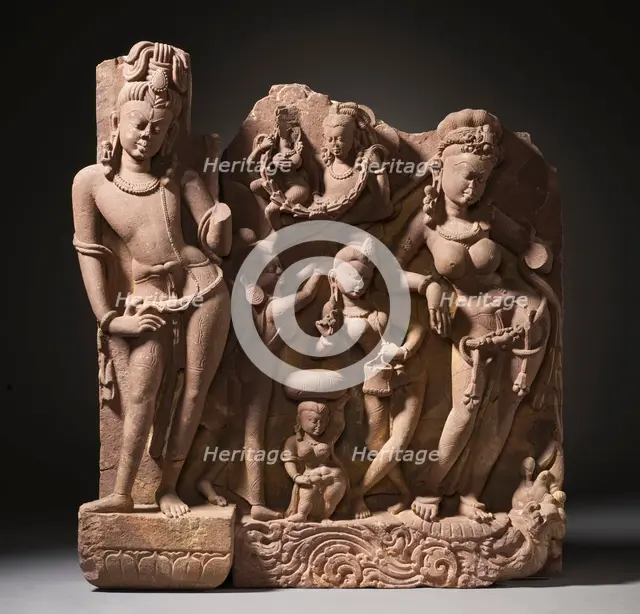 The River Goddess Ganga (Ganges) and Attendants, c.800. Creator: Unknown.