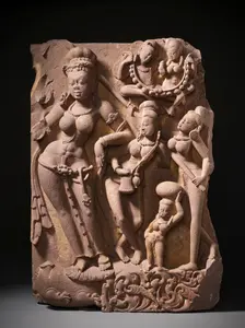 The River Goddess Yamuna and Attendants, c.800. Creator: Unknown