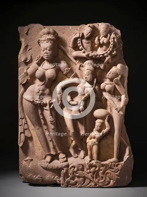 The River Goddess Yamuna and Attendants, c.800. Creator: Unknown.