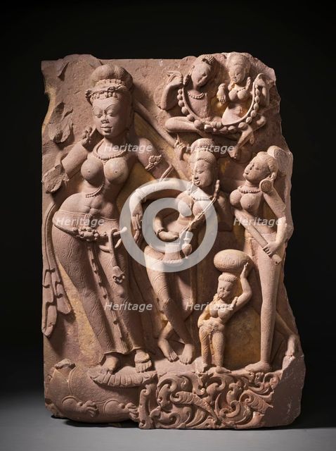 The River Goddess Yamuna and Attendants, c.800. Creator: Unknown.