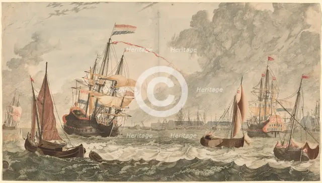 The River IJ at Amsterdam, 17th century. Creator: Workshop of Johann Teyler.