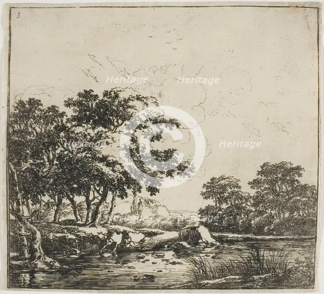 The River in the Forest, plate three from Set of Landscapes, 1640/51. Creator: Herman Naijwincx.