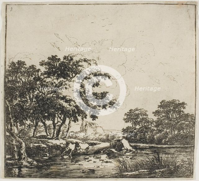 The River in the Forest, plate three from Set of Landscapes, 1640/51. Creator: Herman Naijwincx.