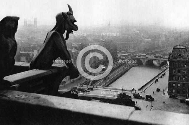 The River Seine seen from a tower of Notre Dame, Paris, 1931.Artist: Ernest Flammarion