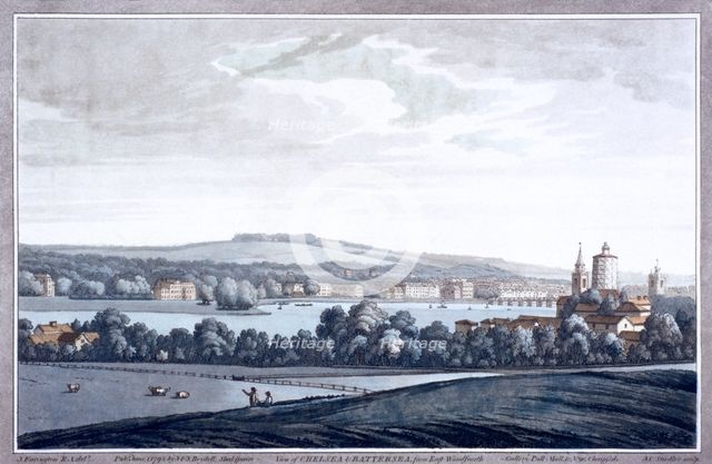 The River Thames at Battersea, London, 1795. Artist: Joseph Constantine Stadler