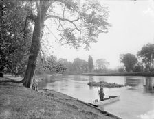 The River Thames at Eton College from a 6th form bench, Eton, Windsor and Maidenhead, 1880. Creator: Henry Taunt