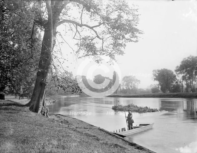 The River Thames at Eton College from a 6th form bench, Eton, Windsor and Maidenhead, 1880.  Creator: Henry Taunt.