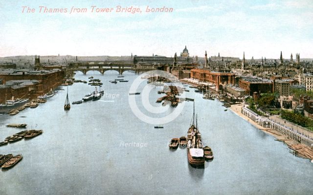 The River Thames, London, early 20th century.Artist: Valentine & Sons Publishing Co
