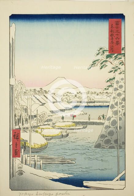 The Riverbank at Sukiya in the Eastern Capital (Toto Sukiyagashi), from the series "Thirty...,1858. Creator: Ando Hiroshige.