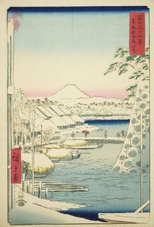 The Riverbank at Sukiya in the Eastern Capital (Toto Sukiyagashi), from the series "Thirty...,1858. Creator: Ando Hiroshige