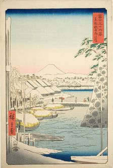The Riverbank at Sukiya in the Eastern Capital (Toto Sukiyagashi), from the series "Thirty..., 1858. Creator: Ando Hiroshige