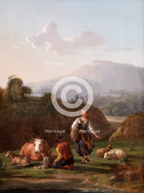 'The Riverbank: Landscape with Figures and Cattle', 17th century. Artist: Karel Du Jardin.