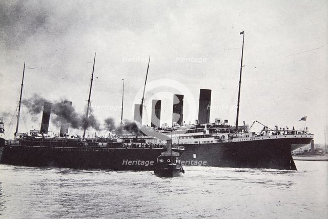 The RMS 'Titanic' leaving Southampton, 10 April 1912.  Creator: Unknown.