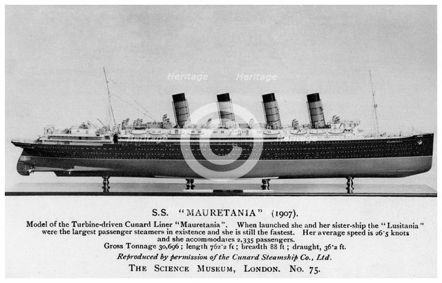 The RMS 'Mauretania', 20th century. Artist: Unknown