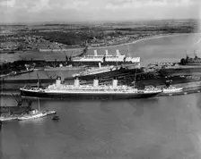 The RMS Olympic in White Star dock 44, Southampton, Hampshire, 1933. Artist: Aerofilms