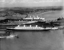 The RMS Olympic in White Star dock 44, Southampton, Hampshire, 1933. Artist: Aerofilms