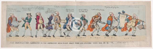 The Rochester Address or The Corporation Going To Eat Roast Pork and Oysters with..., April 4, 1789. Creator: Thomas Rowlandson.