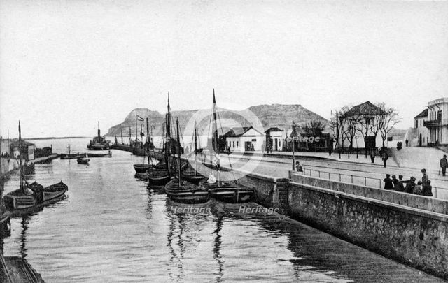 The Rock of Gibraltar from Algeciras, Spain, early 20th century. Artist: VB Cumbo