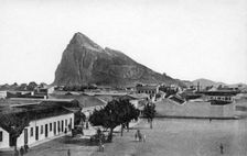 The Rock of Gibraltar from La Linea Bull Ring, Spain, early 20th century. Artist: VB Cumbo