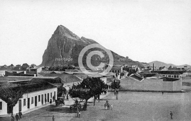 The Rock of Gibraltar from La Linea Bull Ring, Spain, early 20th century. Artist: VB Cumbo