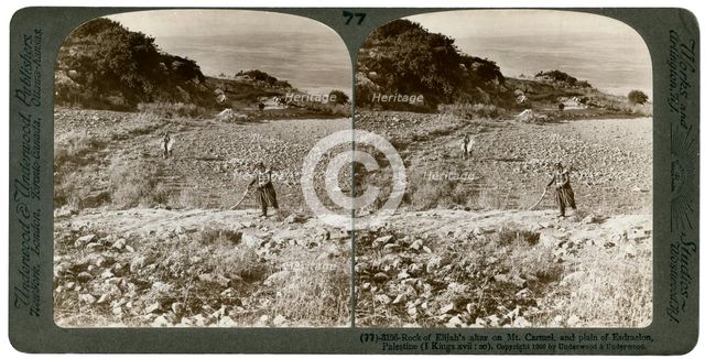 The rock of Elijah's Altar on Mount Carmel, and the Plain of Esdraelon, Palestine, 1900.Artist: Underwood & Underwood