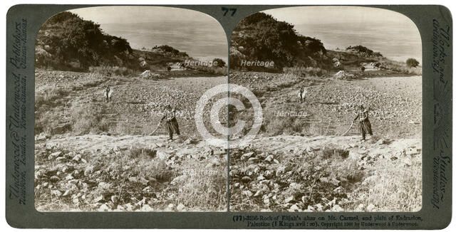 The rock of Elijah's Altar on Mount Carmel, and the Plain of Esdraelon, Palestine, 1900.Artist: Underwood & Underwood