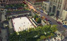The Rockefeller Plaza outdoor ice skating rink, New York City, New York, USA, 1951