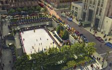 The Rockefeller Plaza outdoor ice skating rink, New York City, New York, USA, 1951