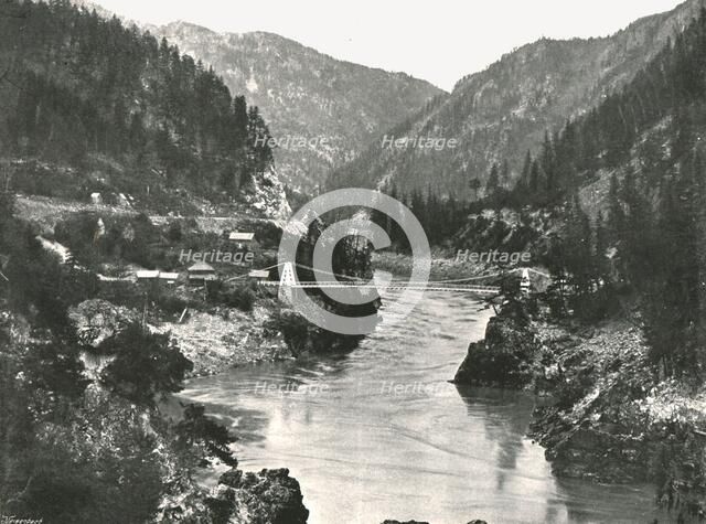 The Rockies: the Frazer Canyon and Cariboo Road Bridge, near Spuzzum, Canada, 1895.  Creator: William Notman & Son.