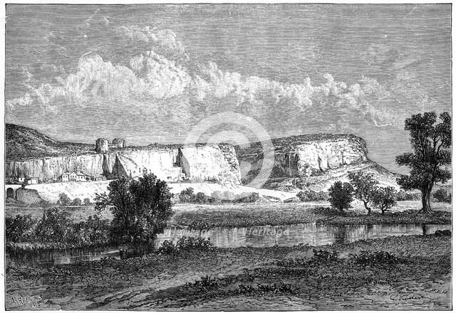 The rocks of Inkerman, Crimea, Ukraine, 19th century.Artist: Charles Barbant