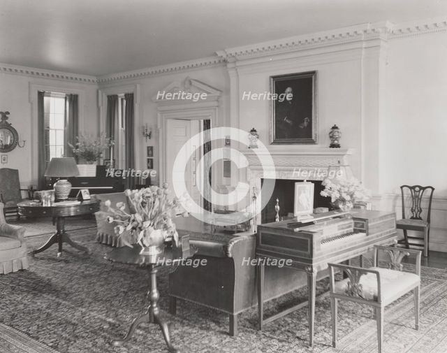 The Rocks, home of Mr. & Mrs. Pierre Gaillard - Living Room w / fireplace, between 1926 and 1950. Creator: Frances Benjamin Johnston.