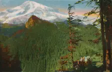 The Road at Rickseeker Point, Mount Rainier in the Distance, Washington c1916. Artist: Asahel Curtis